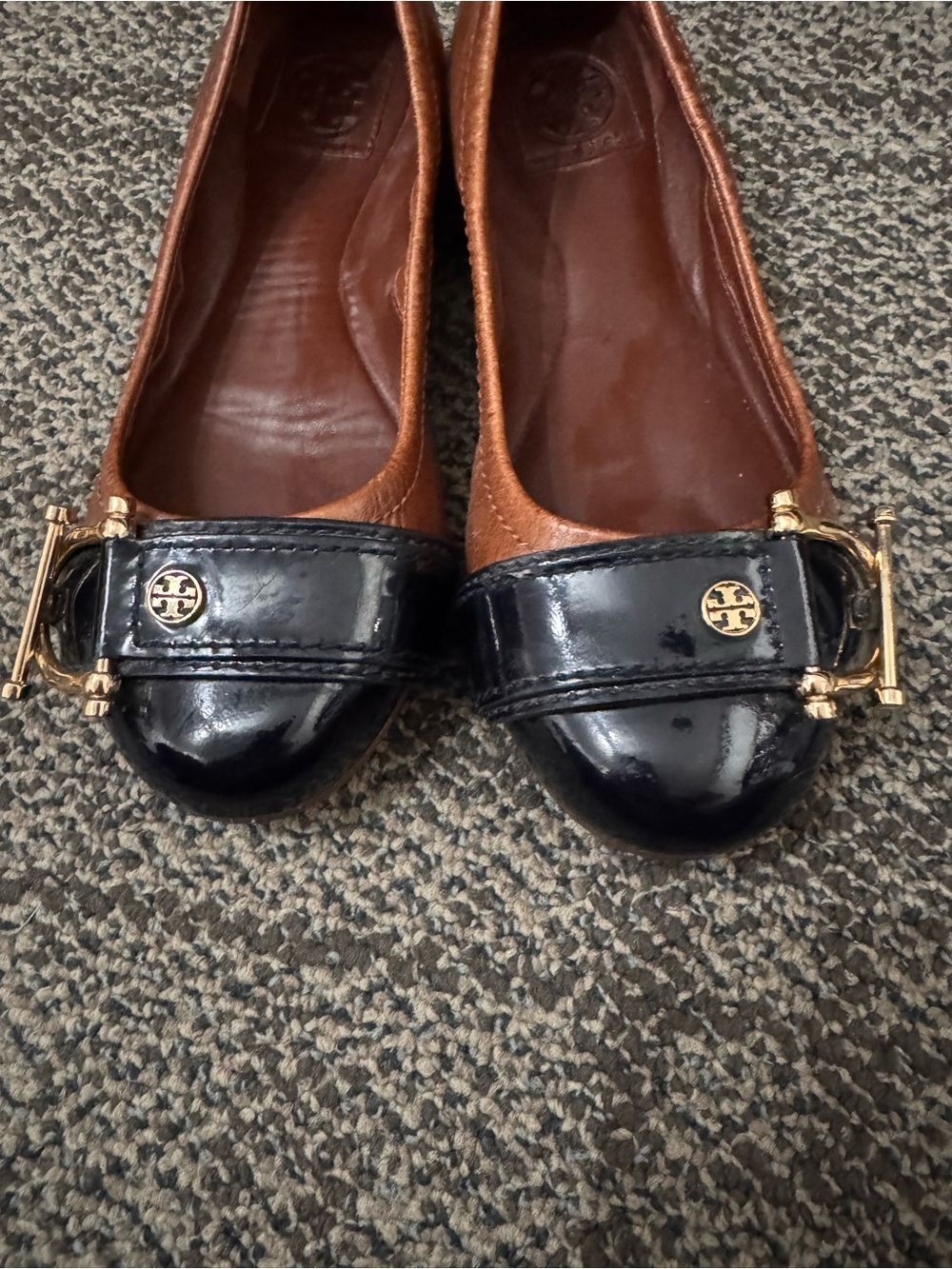 Tory Burch Tan & Black Leather Ballet Flats size 5M - Picture 9 of 13